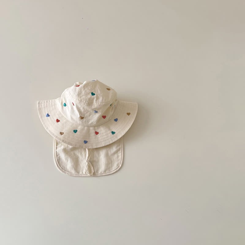 Baby Heart/Animal Sun Protection Hat - Beige Heart - 2-6T - image 5