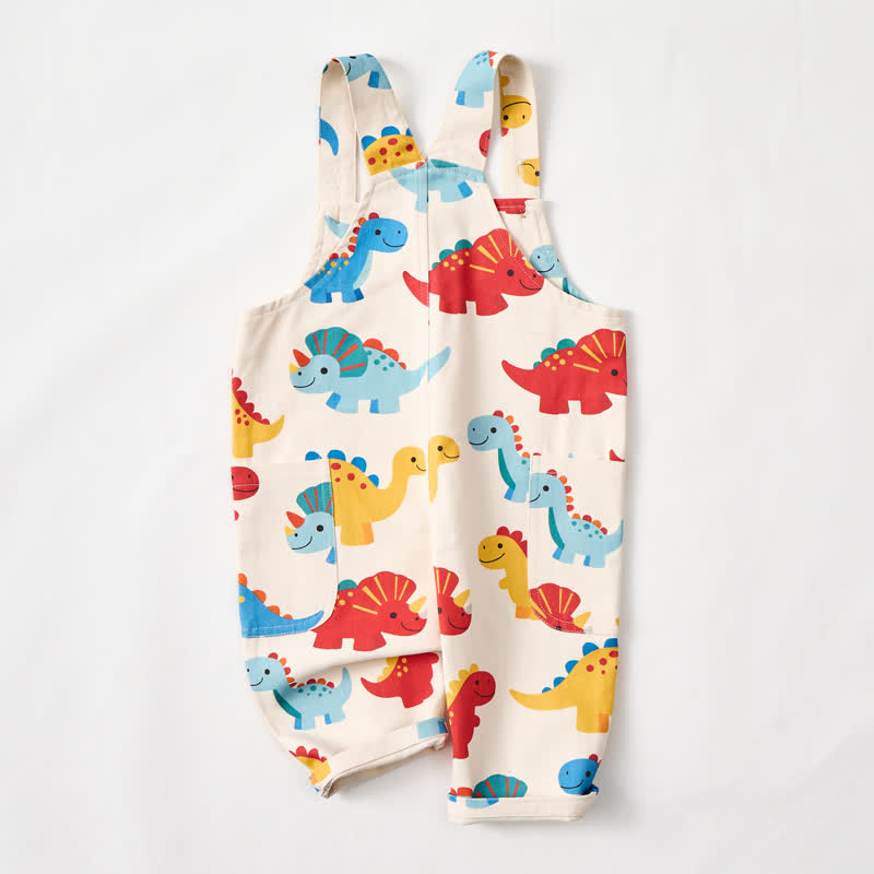 Baby Toddler Dinosaur Beige Pocket Overalls - image 2