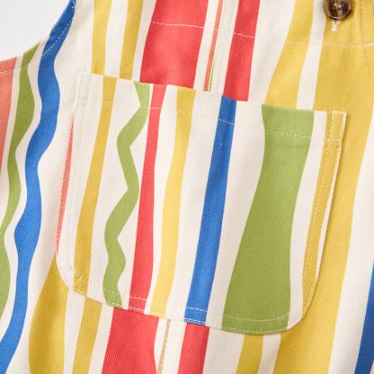 Baby Toddler Colorful Stripes Beige Pocket Overalls - image 4