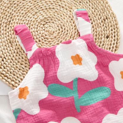 Baby Daisy Print Pink Jumpsuit with Hat - image 8