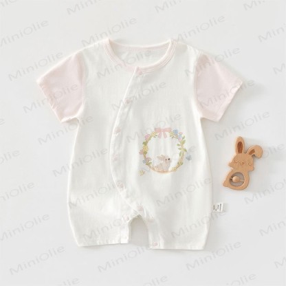 Baby Cartoon Print Pure Cotton Romper - White Bunny - 18-24M - image 6