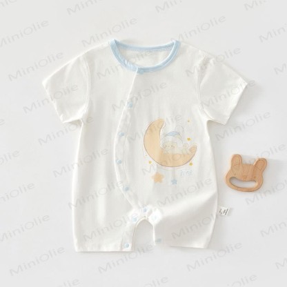 Baby Cartoon Print Pure Cotton Romper - White Moon - 18-24M - image 7