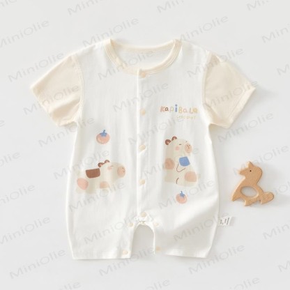 Baby Cartoon Print Pure Cotton Romper - White Capybara - 18-24M - image 8