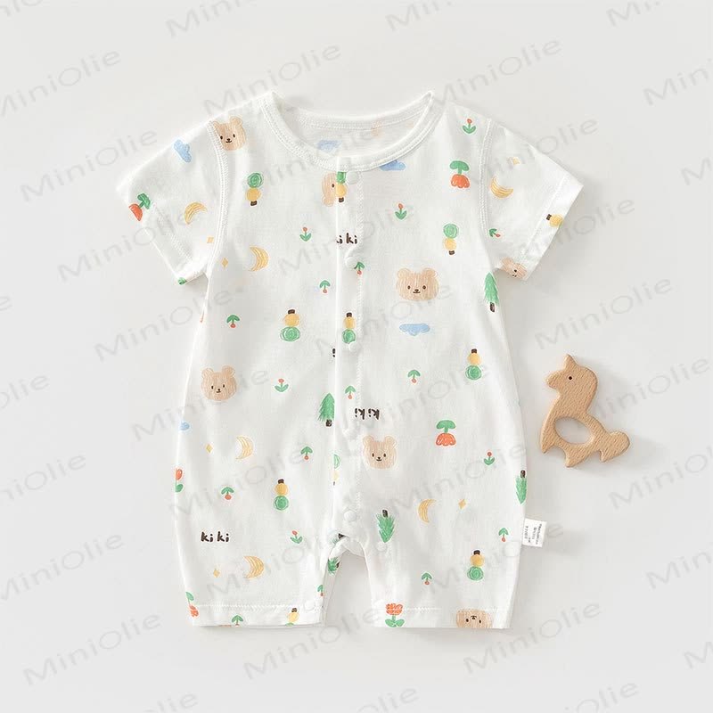 Baby Cartoon Print Pure Cotton Romper - White Forest - 18-24M - image 12