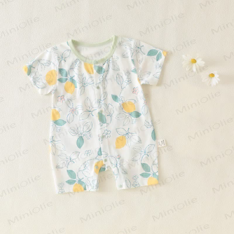 Baby Cartoon Print Pure Cotton Romper - White Lemon - 18-24M - image 16
