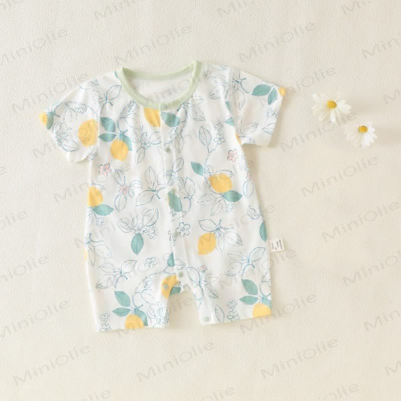 Baby Cartoon Print Pure Cotton Romper - White Lemon - 18-24M - image 16