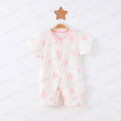 Baby Cartoon Print Pure Cotton Romper - Pink Strawberry - 18-24M - image 17