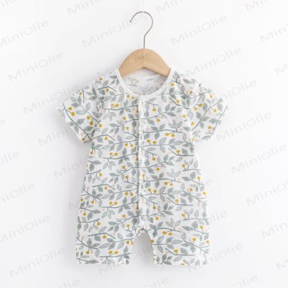 Baby Cartoon Print Pure Cotton Romper - Grey Leaf - 18-24M - image 19