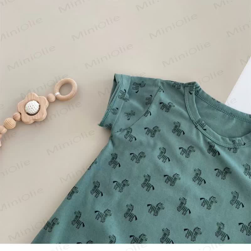 Baby Green Zebra Print Romper and Socks and Bib Set - image 5