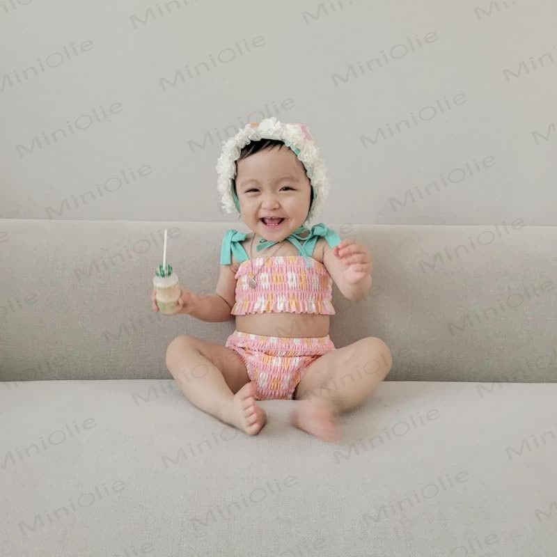 Baby Girls Floral Print One-piece or Smocked Two-piece Swimsuit with Swim Cap - image 8