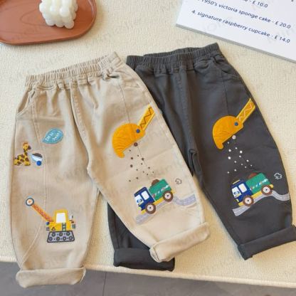 Toddler Boys Excavator Print Casual Pants - Khaki - 4-5T - image 1