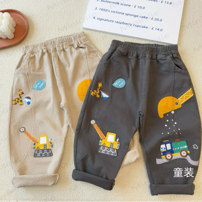 Toddler Boys Excavator Print Casual Pants - Dark Grey - 4-5T - image 2