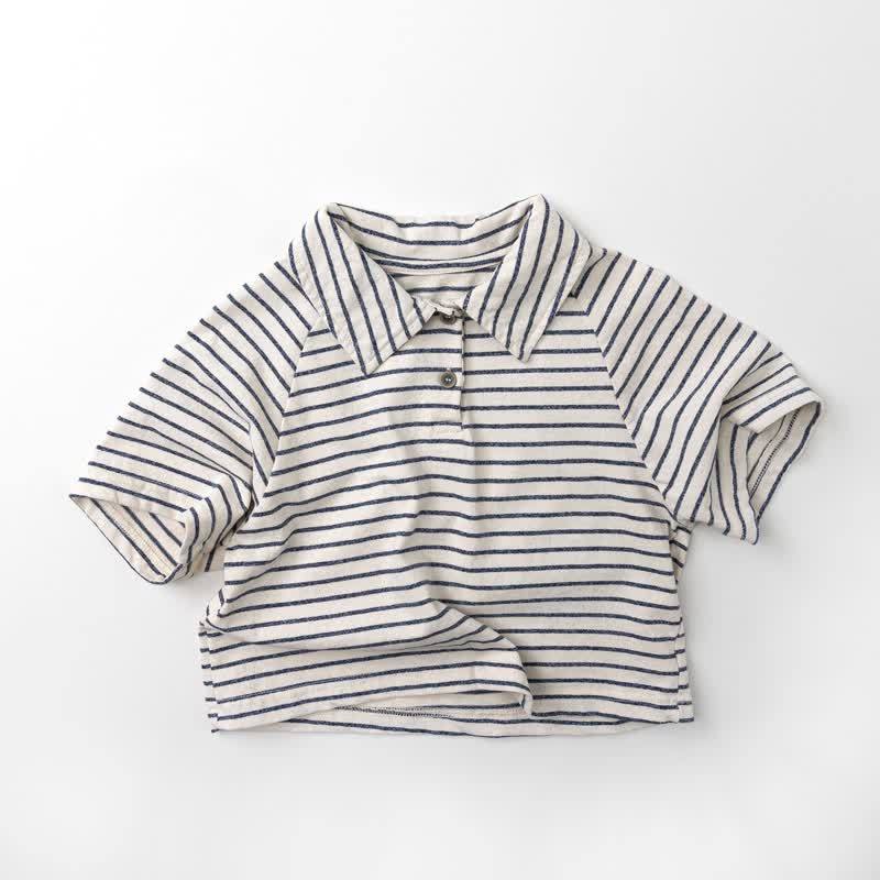 Toddler Baby Boy Striped/Solid Color Polo T-Shirt - Blue Stripe - 6-7T - image 2