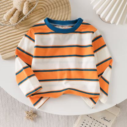 Toddler Boy Striped Long Sleeve T-Shirt - Orange - 6-7T - image 3