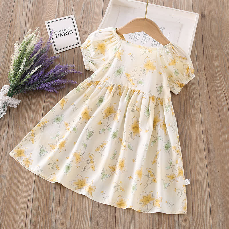 Toddler Girl Full Print Short Sleeve Dress - Yellow Lily - 10-11T - image 10