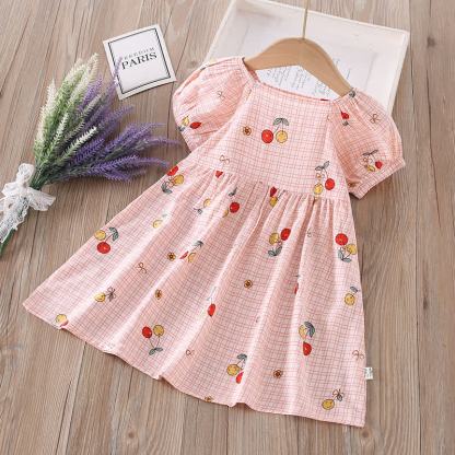 Toddler Girl Full Print Short Sleeve Dress - Pink Cherry - 10-11T - image 16
