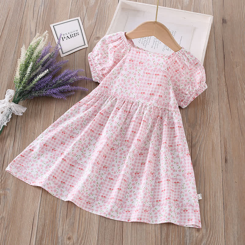 Toddler Girl Full Print Short Sleeve Dress - Pink Plaid - 10-11T - image 24