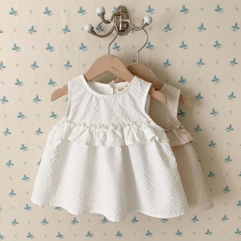Toddler Girl Solid Color Ruffle Sleeveless Dress - image 5