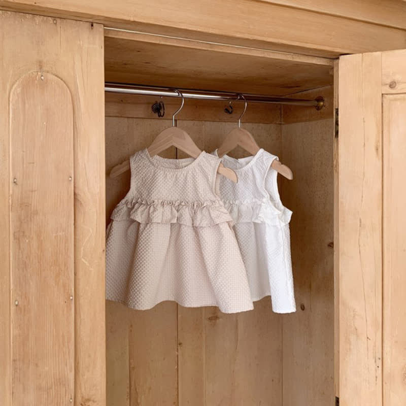 Toddler Girl Solid Color Ruffle Sleeveless Dress - image 4