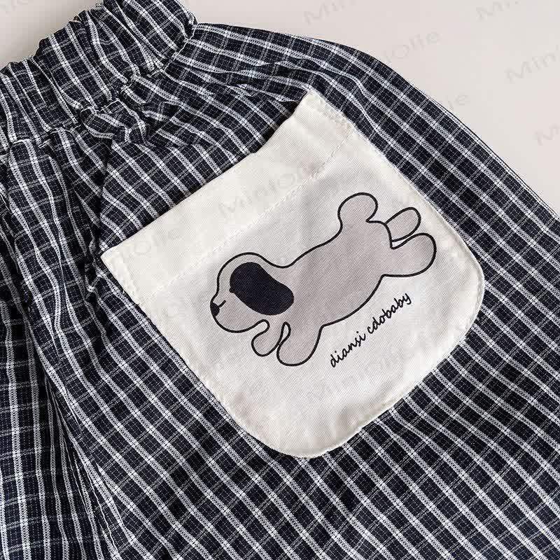 Toddler Boys Cartoon Dog Print Shirt and Gingham Pants 2 Piece Set - image 6