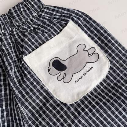 Toddler Boys Cartoon Dog Print Shirt and Gingham Pants 2 Piece Set - image 6