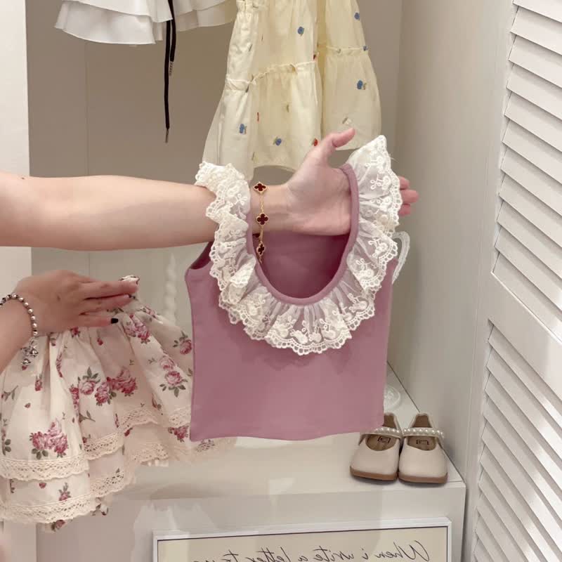 Toddler Girl Lace Collar Floral Vest and Skort 2-piece Set - image 4