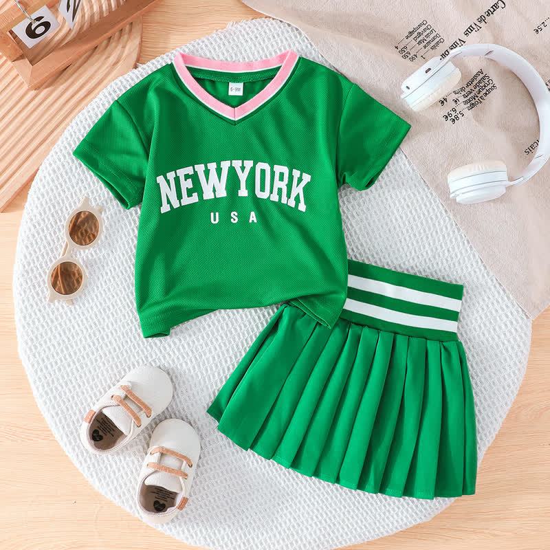 NEWYORK USA Baby Girl Top and Skirt 2-piece Sporty Set - Green - 2-3Y - image 1