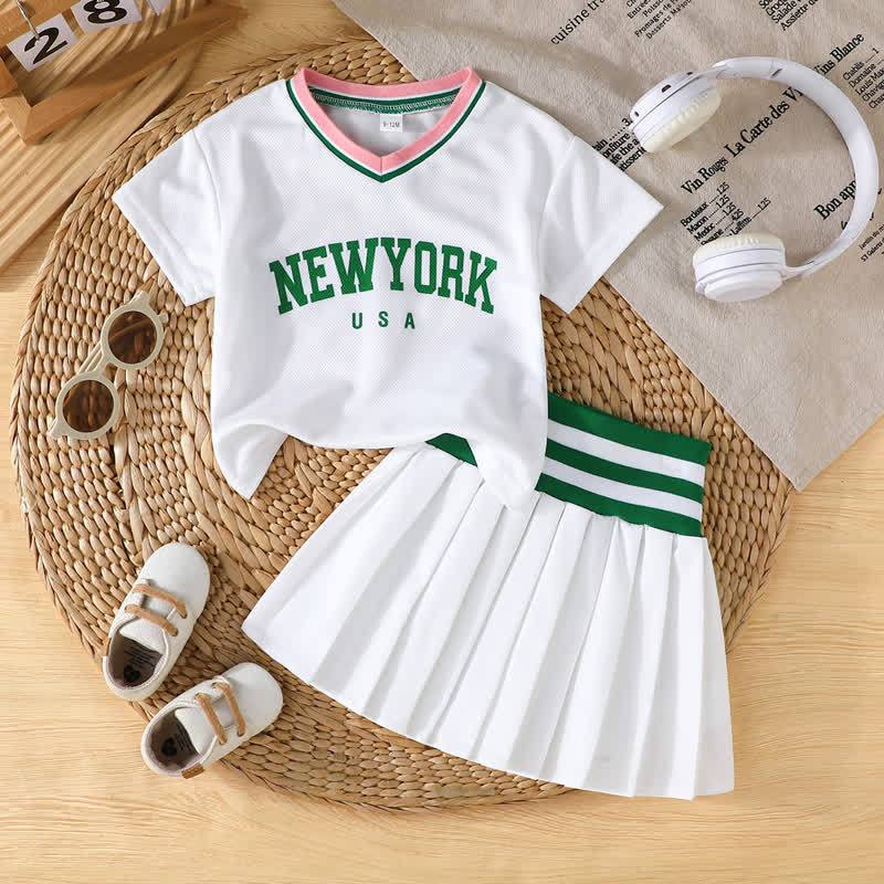 NEWYORK USA Baby Girl Top and Skirt 2-piece Sporty Set - White - 2-3Y - image 3