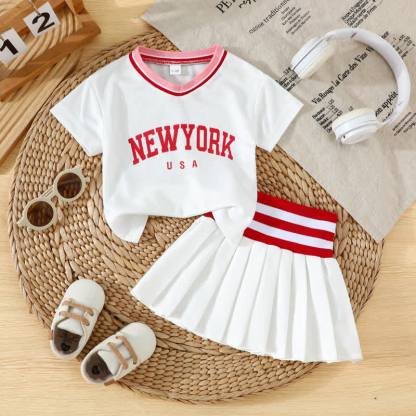 NEWYORK USA Baby Girl Top and Skirt 2-piece Sporty Set - Red - 2-3Y - image 5