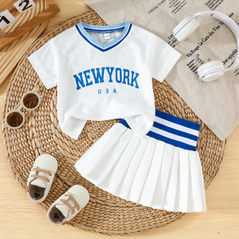 NEWYORK USA Baby Girl Top and Skirt 2-piece Sporty Set - Blue - 2-3Y - image 7