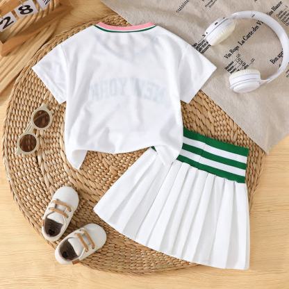 NEWYORK USA Baby Girl Top and Skirt 2-piece Sporty Set - image 4