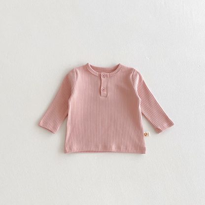 Baby Solid Color Ribbed Long Sleeve T-Shirt - Pink - 2-3T - image 2