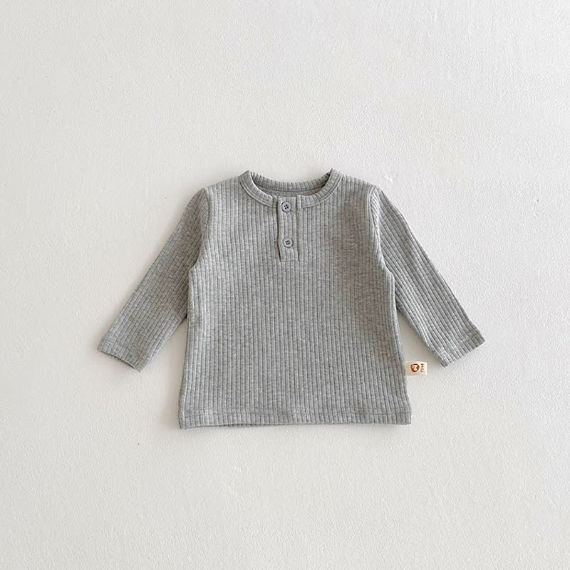 Baby Solid Color Ribbed Long Sleeve T-Shirt - Gray - 2-3T - image 4