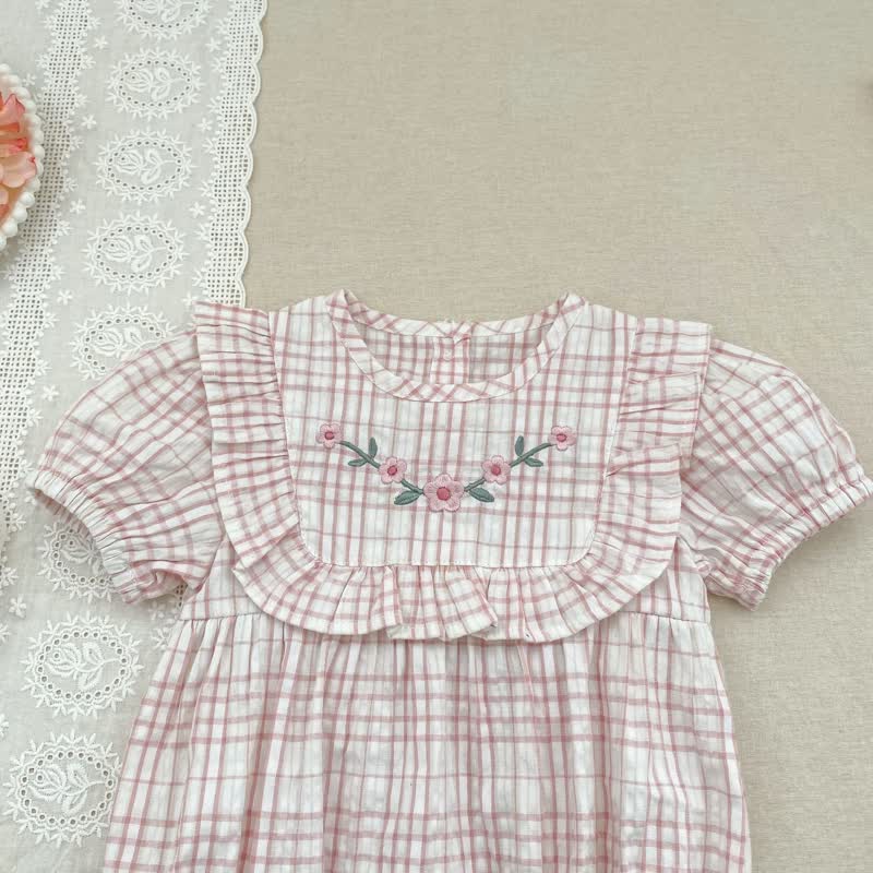 Baby Girl Pink Gingham Floral Dress/Bodysuit - image 10