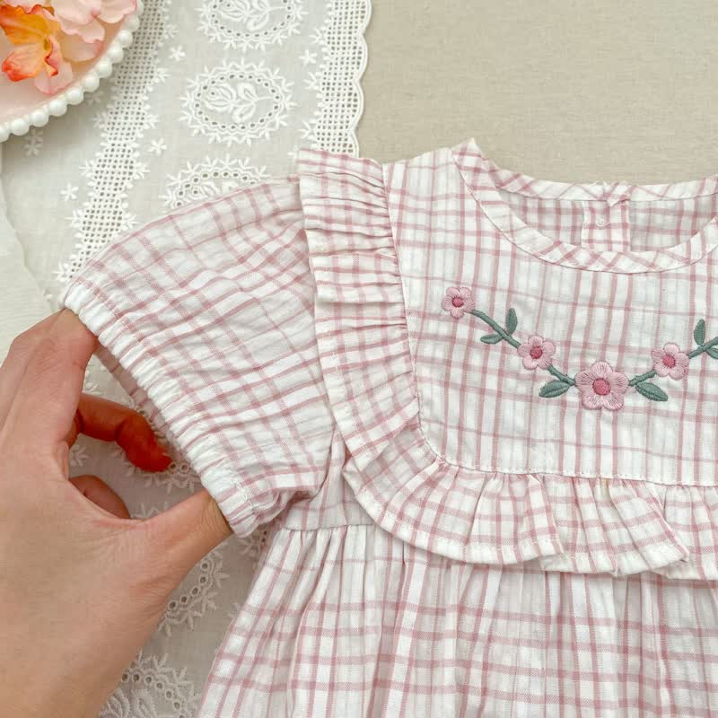 Baby Girl Pink Gingham Floral Dress/Bodysuit - image 12