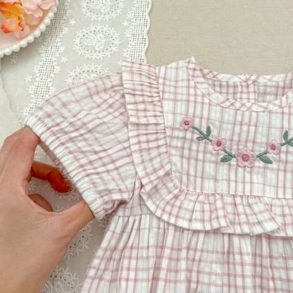 Baby Girl Pink Gingham Floral Dress/Bodysuit - image 12