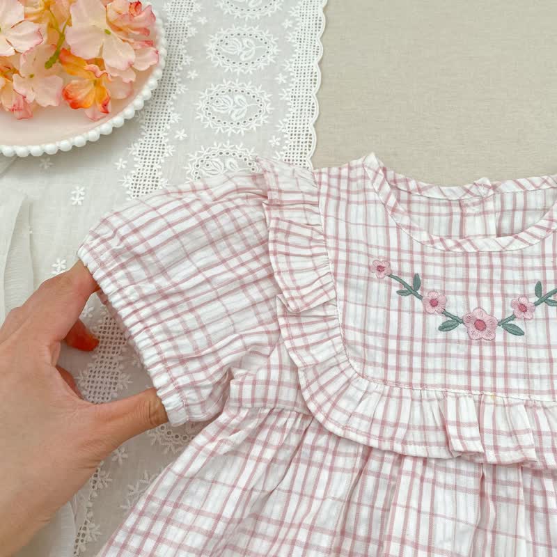 Baby Girl Pink Gingham Floral Dress/Bodysuit - image 6