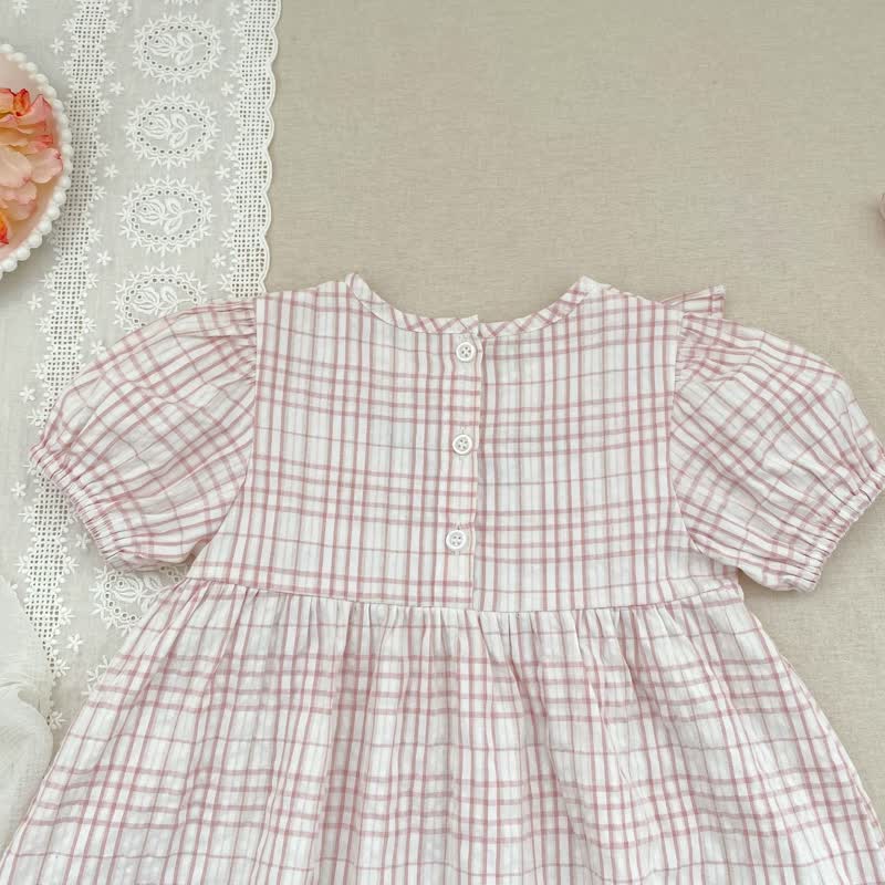 Baby Girl Pink Gingham Floral Dress/Bodysuit - image 7
