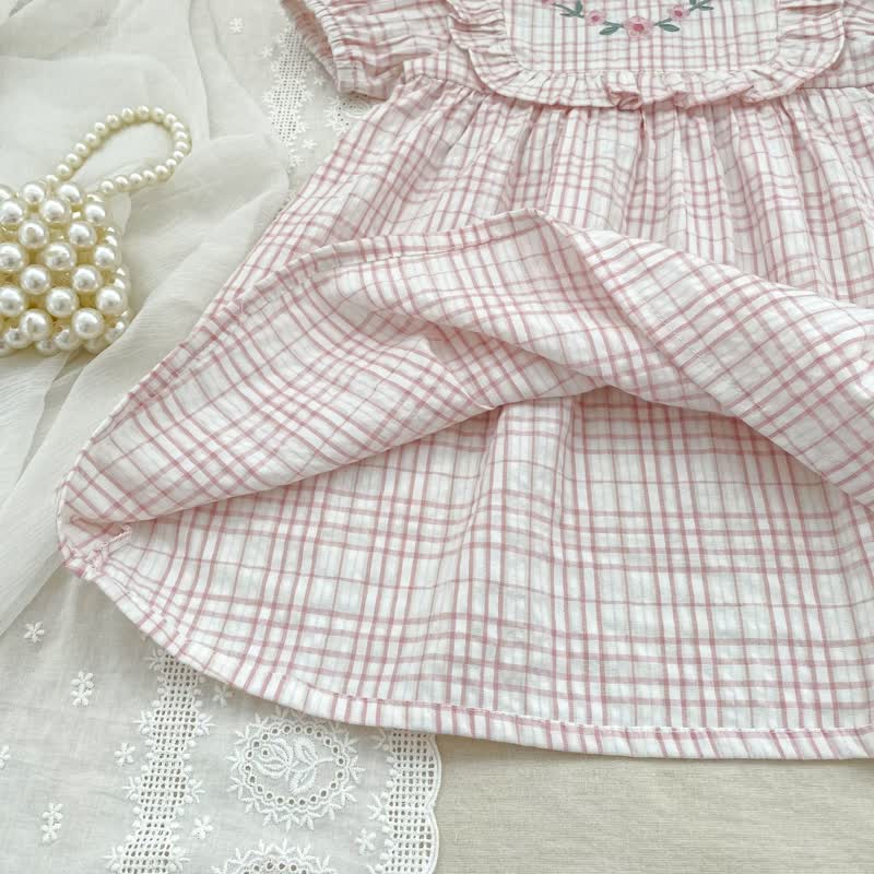 Baby Girl Pink Gingham Floral Dress/Bodysuit - image 8