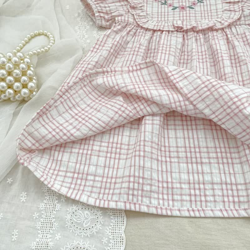 Baby Girl Pink Gingham Floral Dress/Bodysuit - image 8