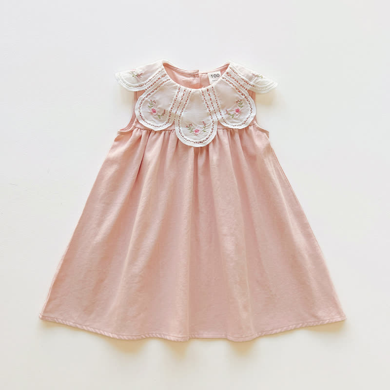 Toddler Girl Floral Embroidered Sleeveless Dress - Pink - 8-9T - image 2