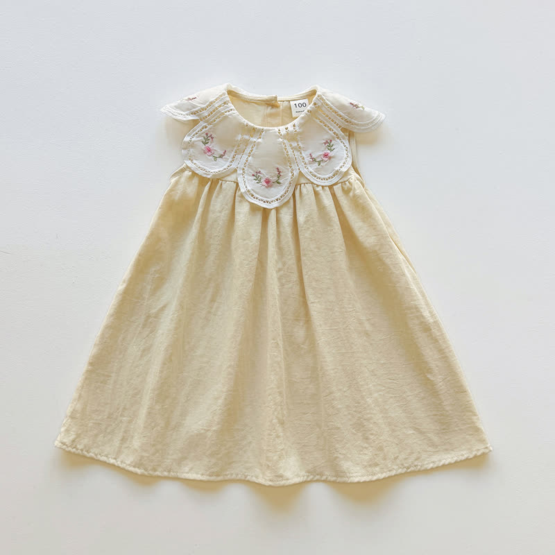 Toddler Girl Floral Embroidered Sleeveless Dress - Yellow - 8-9T - image 3