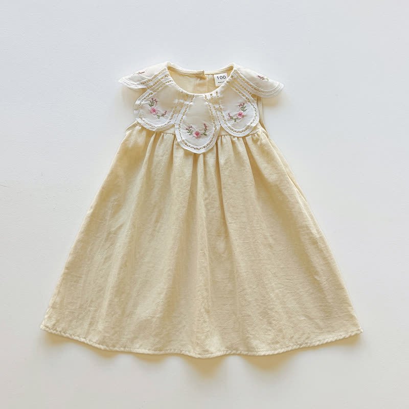 Toddler Girl Floral Embroidered Sleeveless Dress - Yellow - 8-9T - image 3