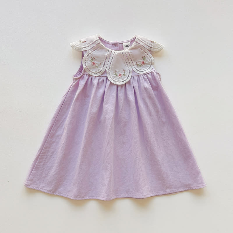 Toddler Girl Floral Embroidered Sleeveless Dress - Purple - 8-9T - image 4