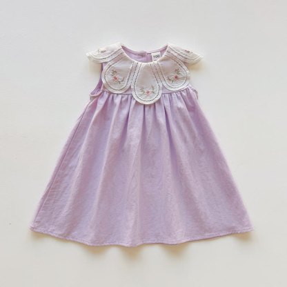 Toddler Girl Floral Embroidered Sleeveless Dress - Purple - 8-9T - image 4