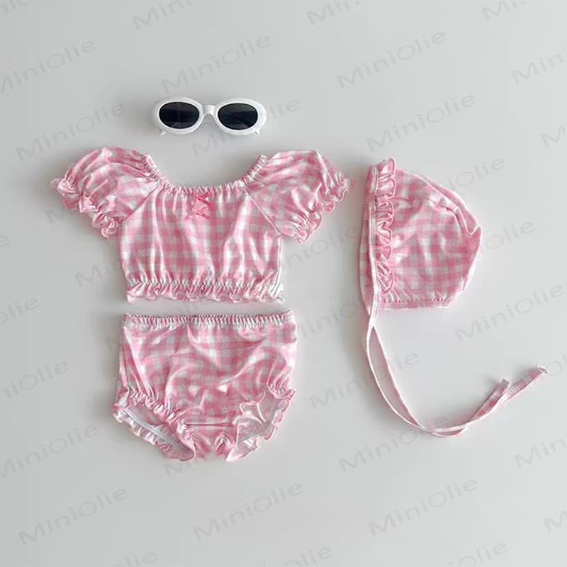 Baby Girls Polka Dot Ruffle 2-piece Swimwear Set with Swim Cap - Red - 2-3T - image 3