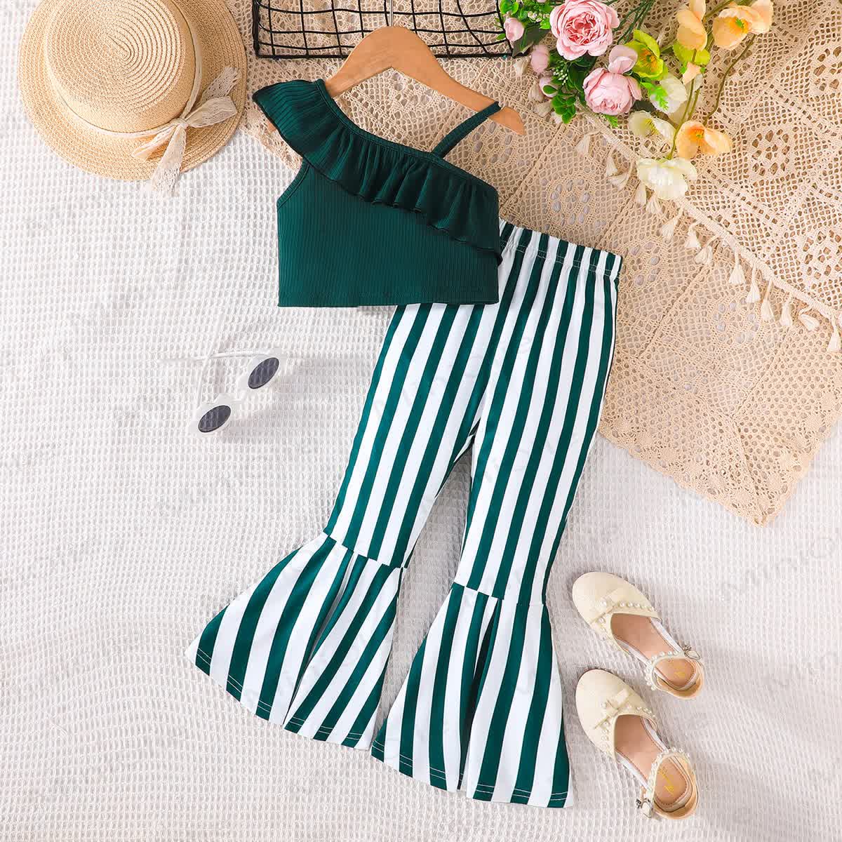 Toddler Girl Stripe Sleeveless Set - Green - 7Y - image 3