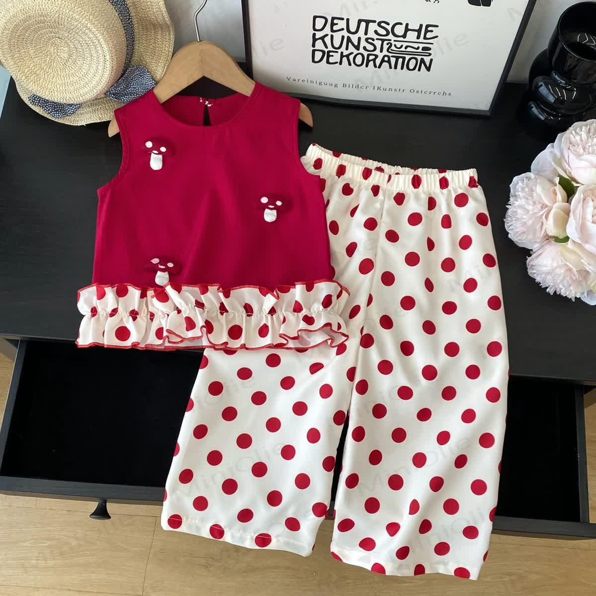 Toddler Girl Red  Dot Sleeveless Set - Red - 7T - image 1