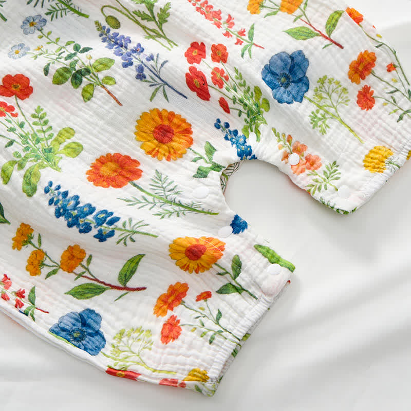 Baby Floral Print Jumpsuit with Hat - image 5
