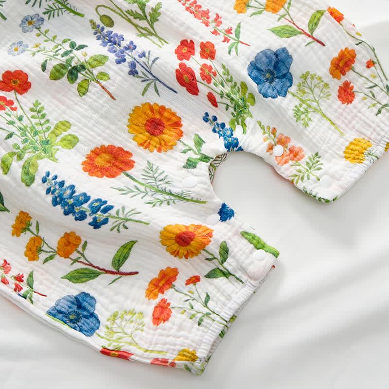 Baby Floral Print Jumpsuit with Hat - image 5